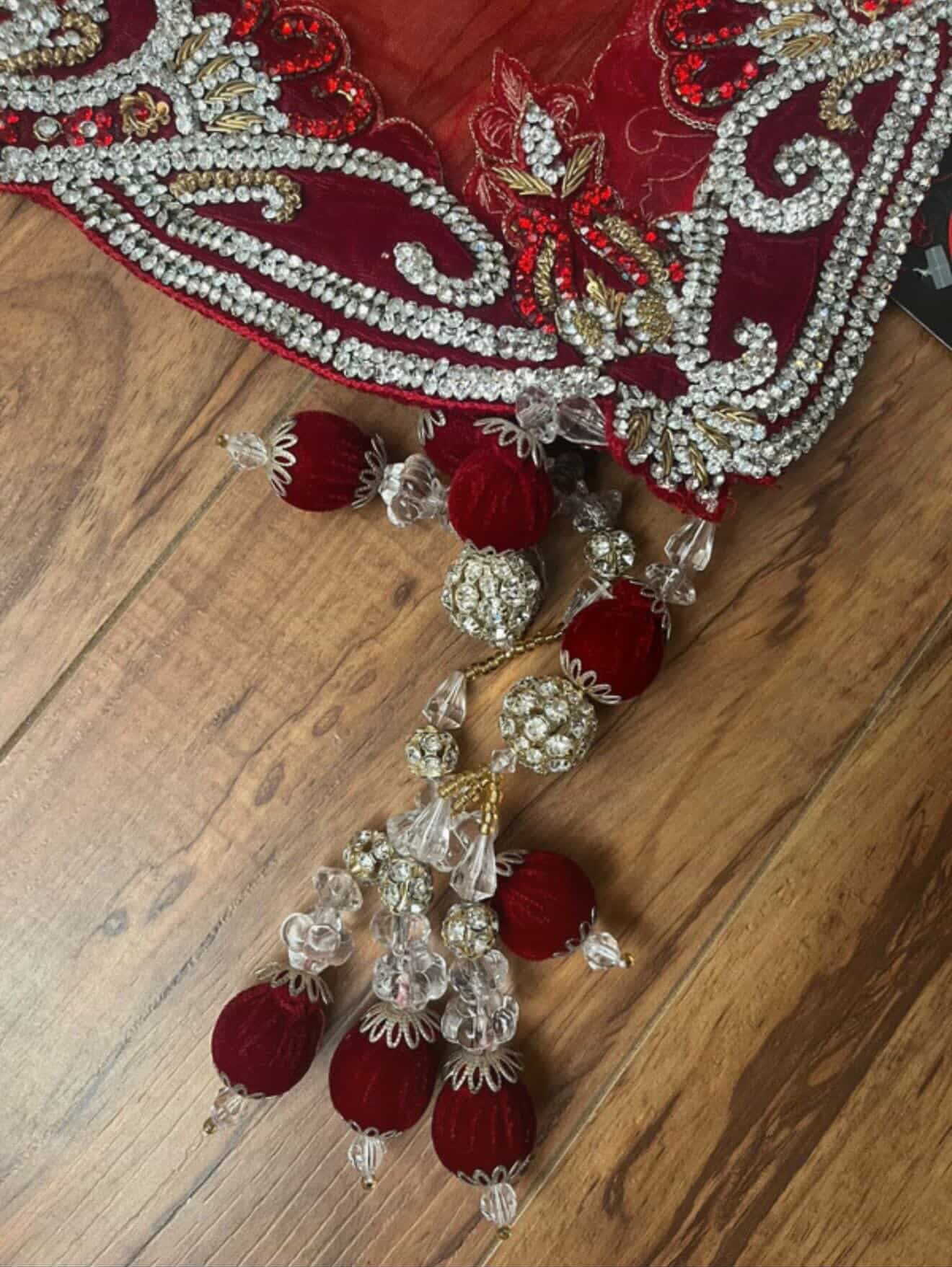 Red & Blue Bridal Wedding Lengha Set – Gold Handwork (Pre-Loved)
