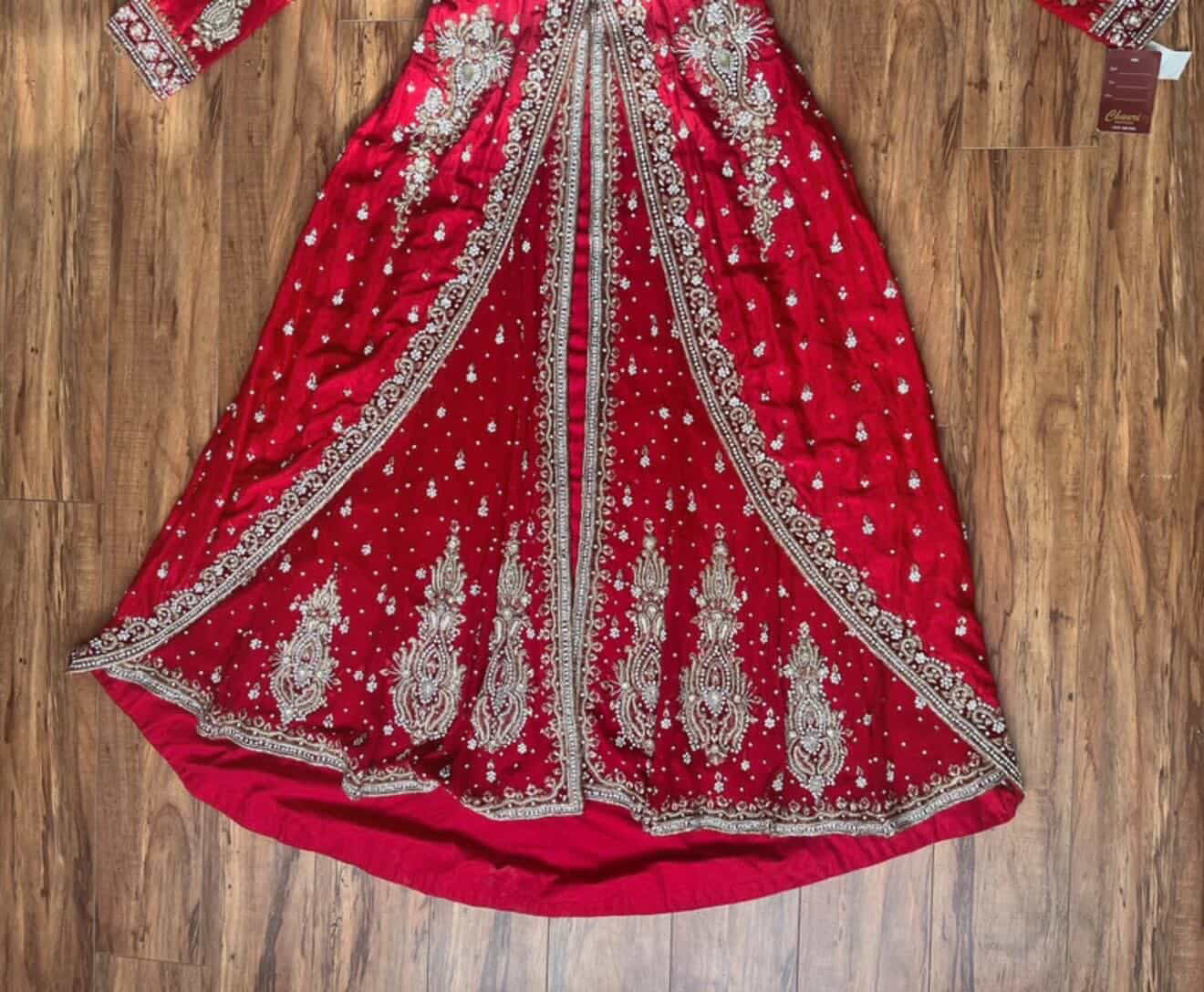 Red Bridal Wedding Dress with Gold Work