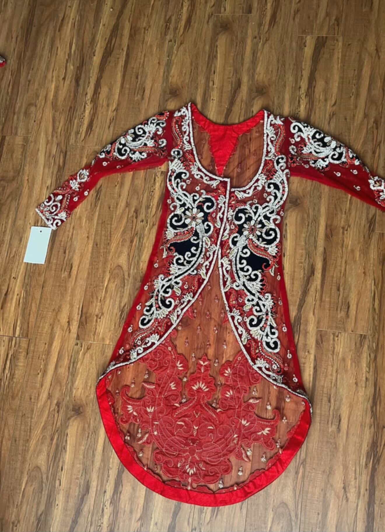 Red & Blue Bridal Wedding Lengha Set – Gold Handwork (Pre-Loved)