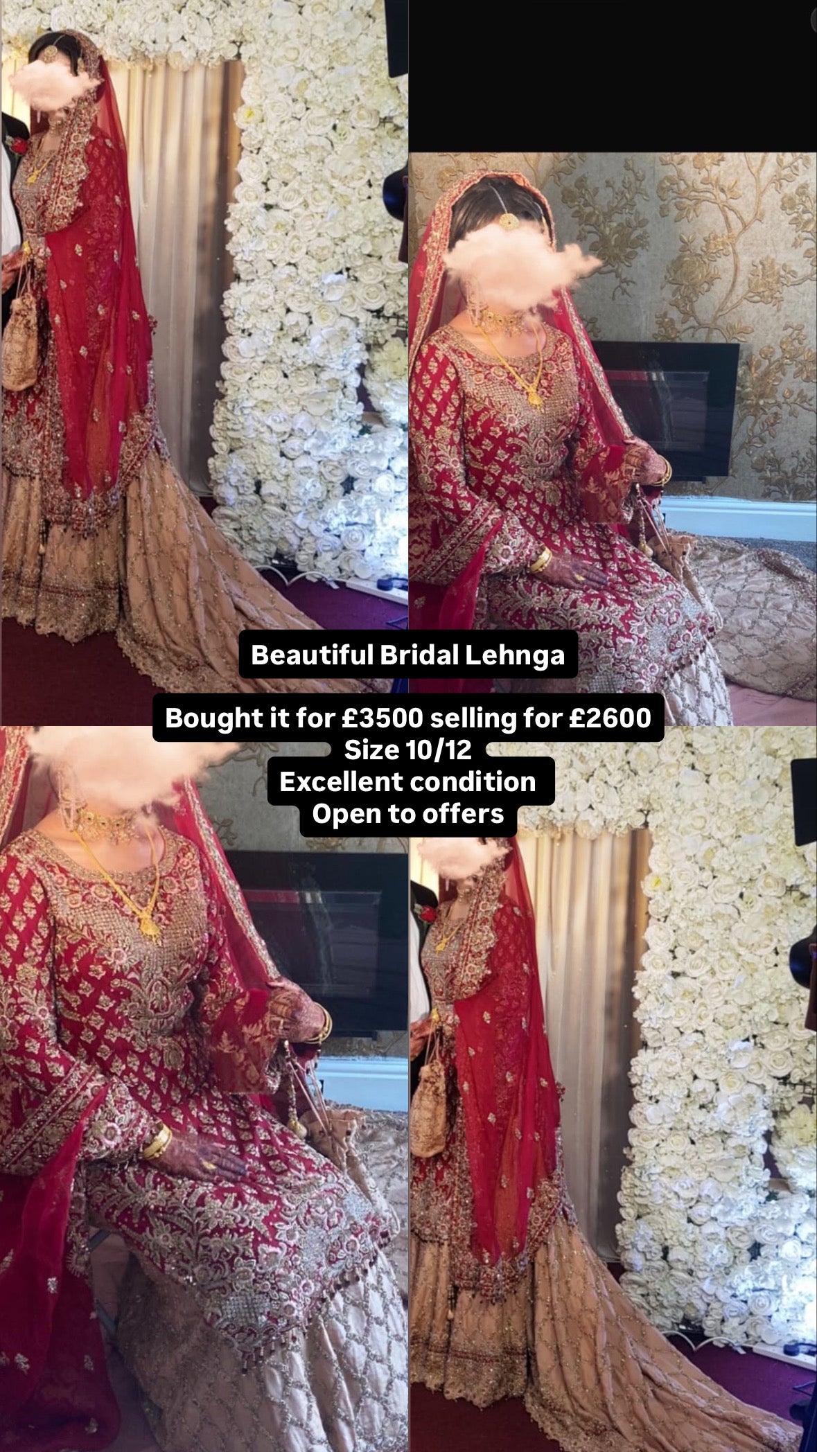 Beautiful Red & Champagne Bridal Lehenga ✨