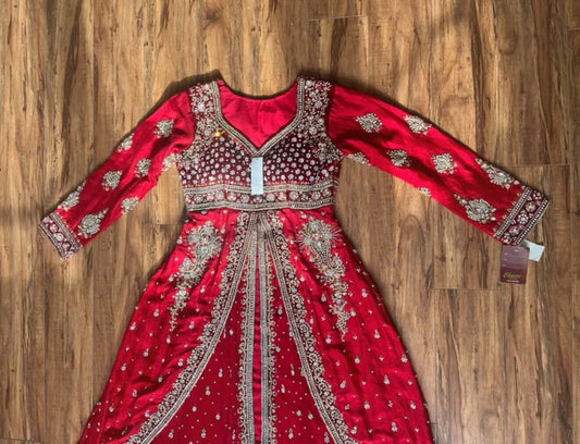 Red Bridal Wedding Dress with Gold Work