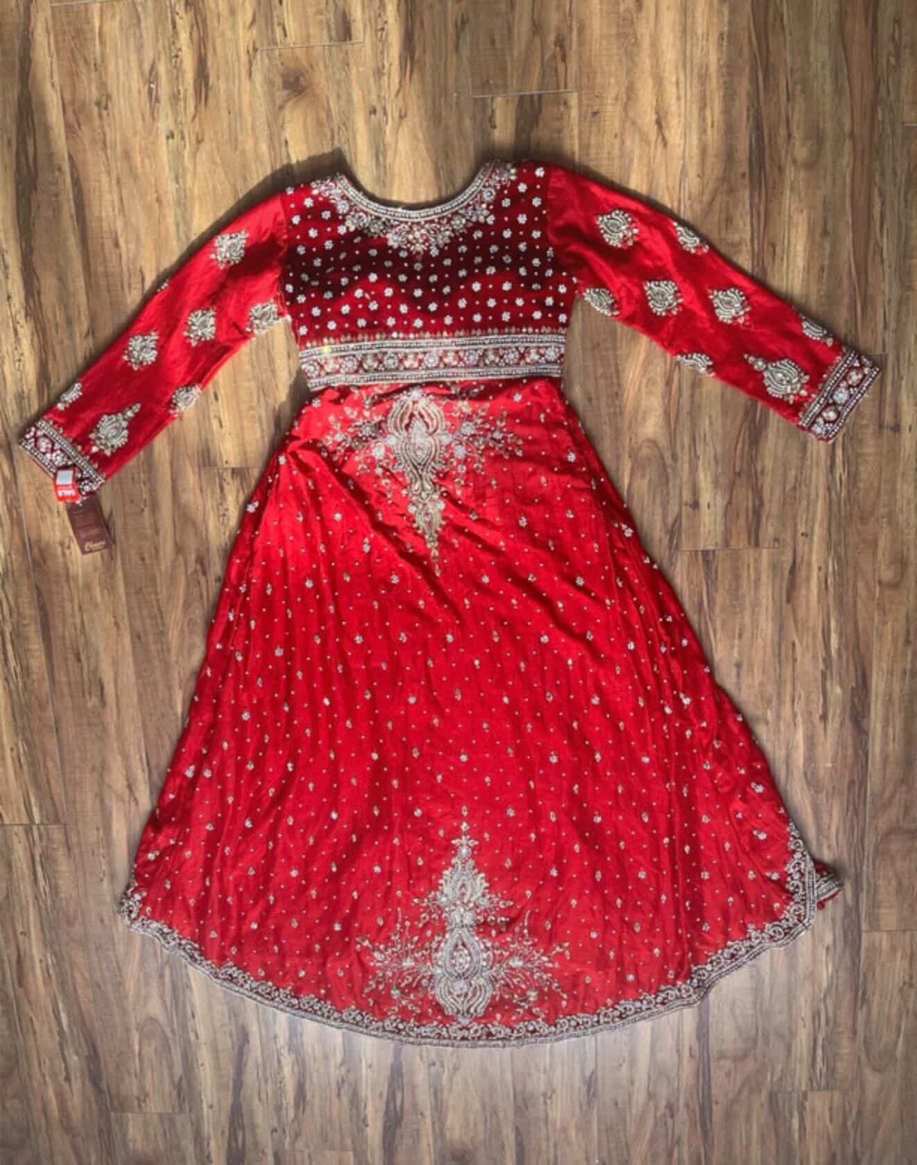 Red Bridal Wedding Dress with Gold Work