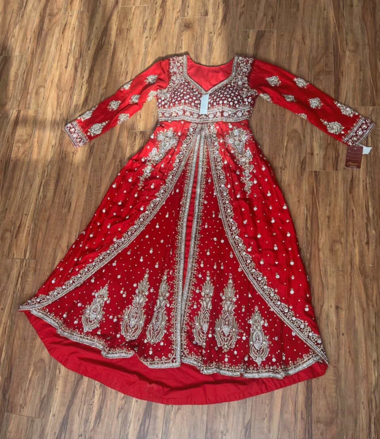 Red Bridal Wedding Dress with Gold Work